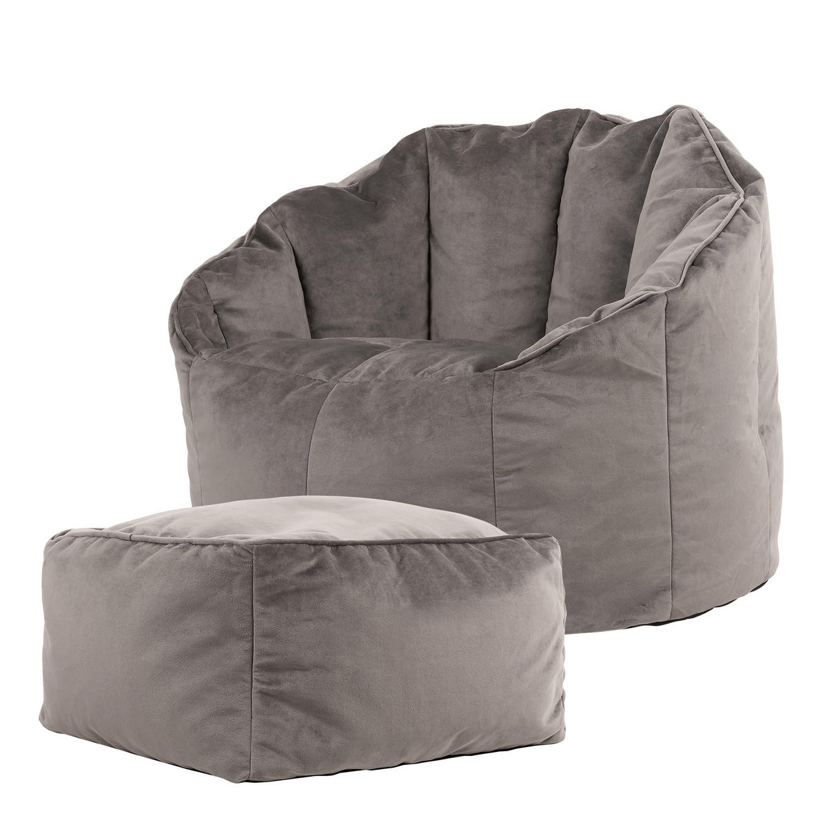 SITZSACK-SESSEL Sirena mit Hocker - Grau, Textil (77/64/74cm) - icon