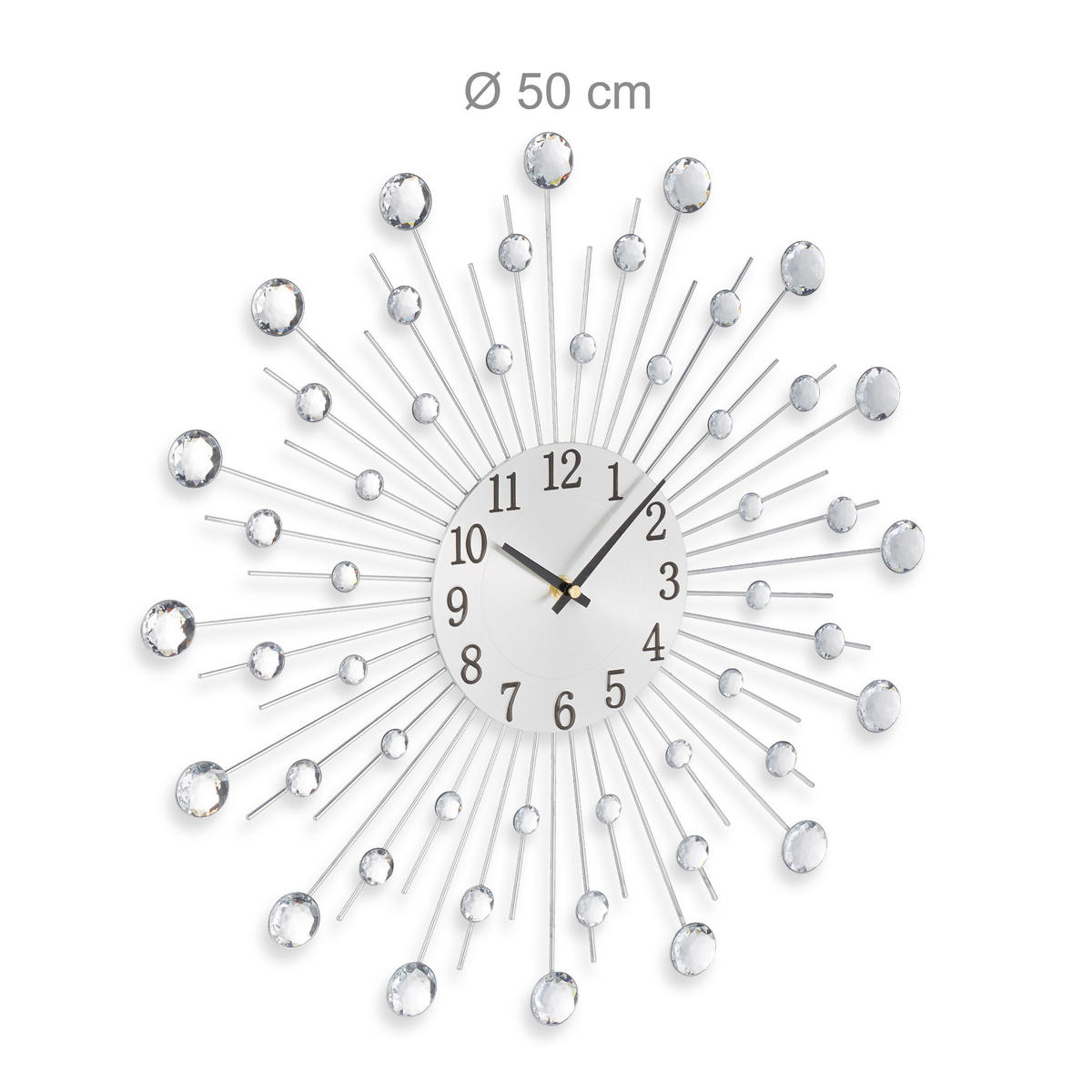 WANDUHR - Silberfarben, Kunststoff/Metall (50/50/4.5cm) - Relaxdays