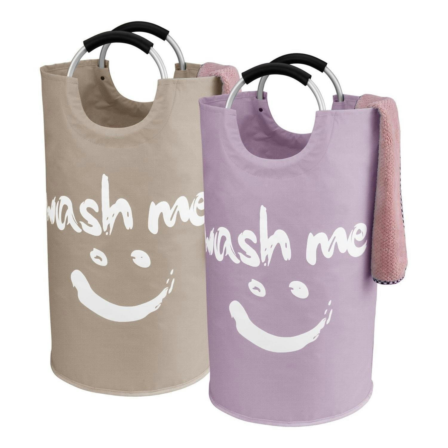 WÄSCHESAMMLER 2-teiliges Set 95L faltbar Violett/Khaki - Multicolor, Textil (39/79/39cm)