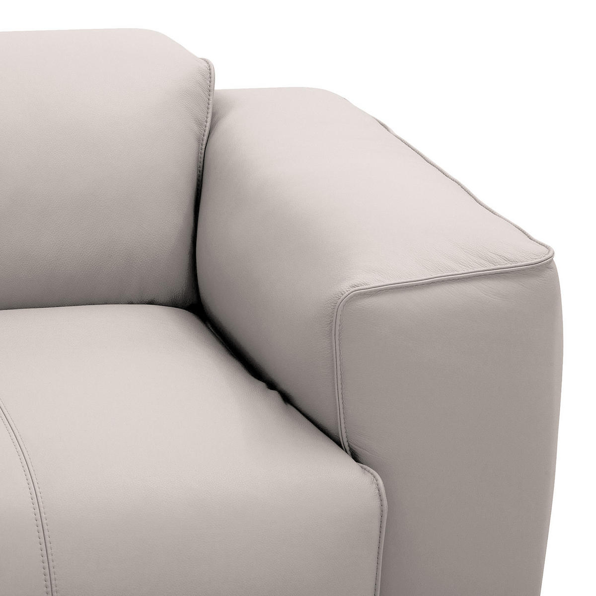 3-SITZER ECKSOFA mit Recamiere - Hellgrau/Schwarz, Leder/Kunststoff (295/231cm) - home24