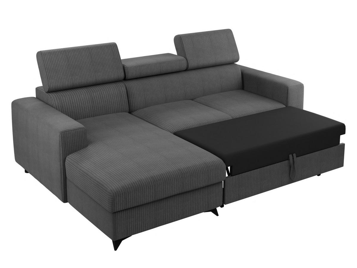 ECKSOFA Milano Premium Cord, Seite: Rechts 2R+LC - Schwarz/Grün, Holz/Textil (236/172cm) - MIRJAN24