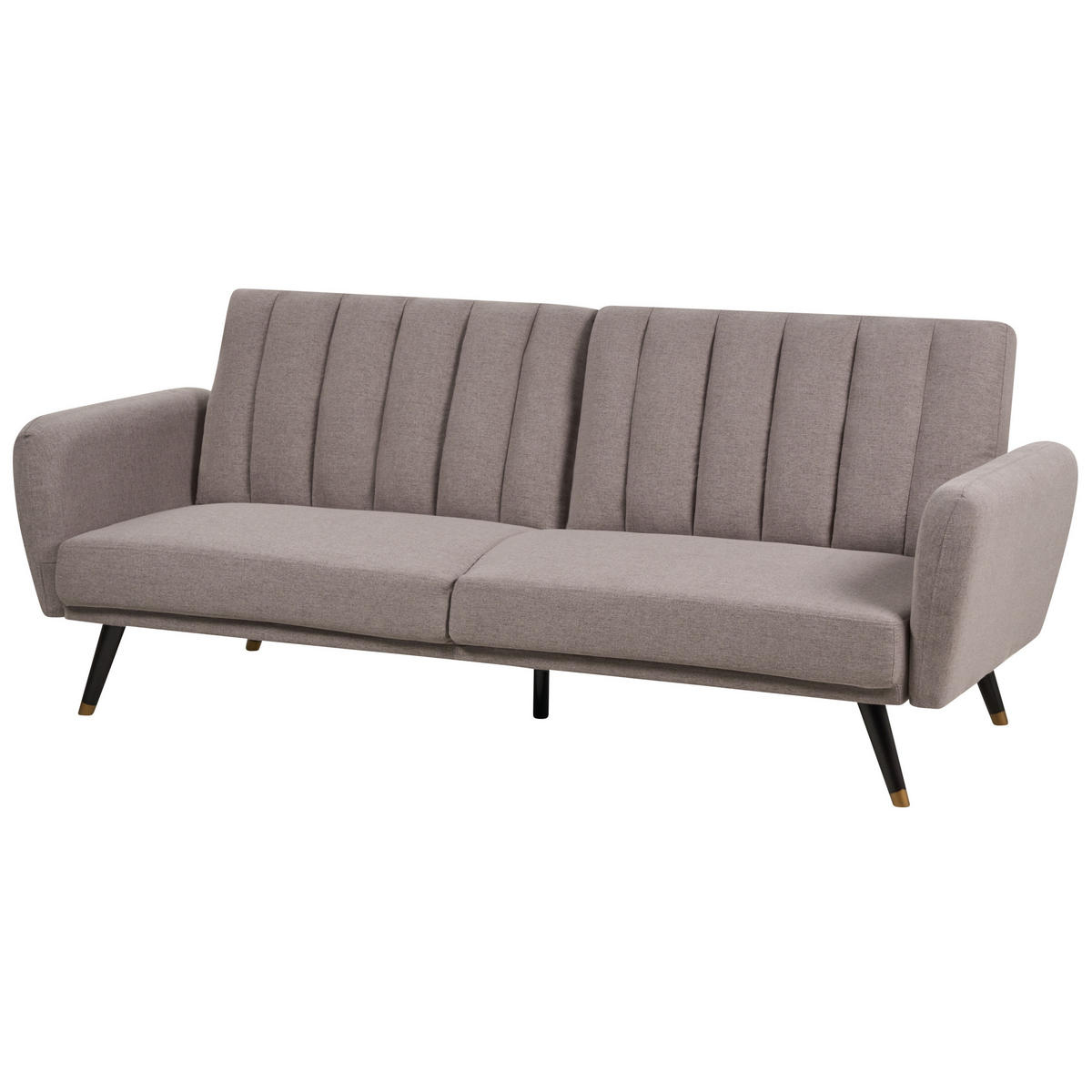 3-SITZER-SCHLAFSOFA Samtstoff hellbraun Vimmerby - Braun, Textil (212/90/80cm) - Beliani