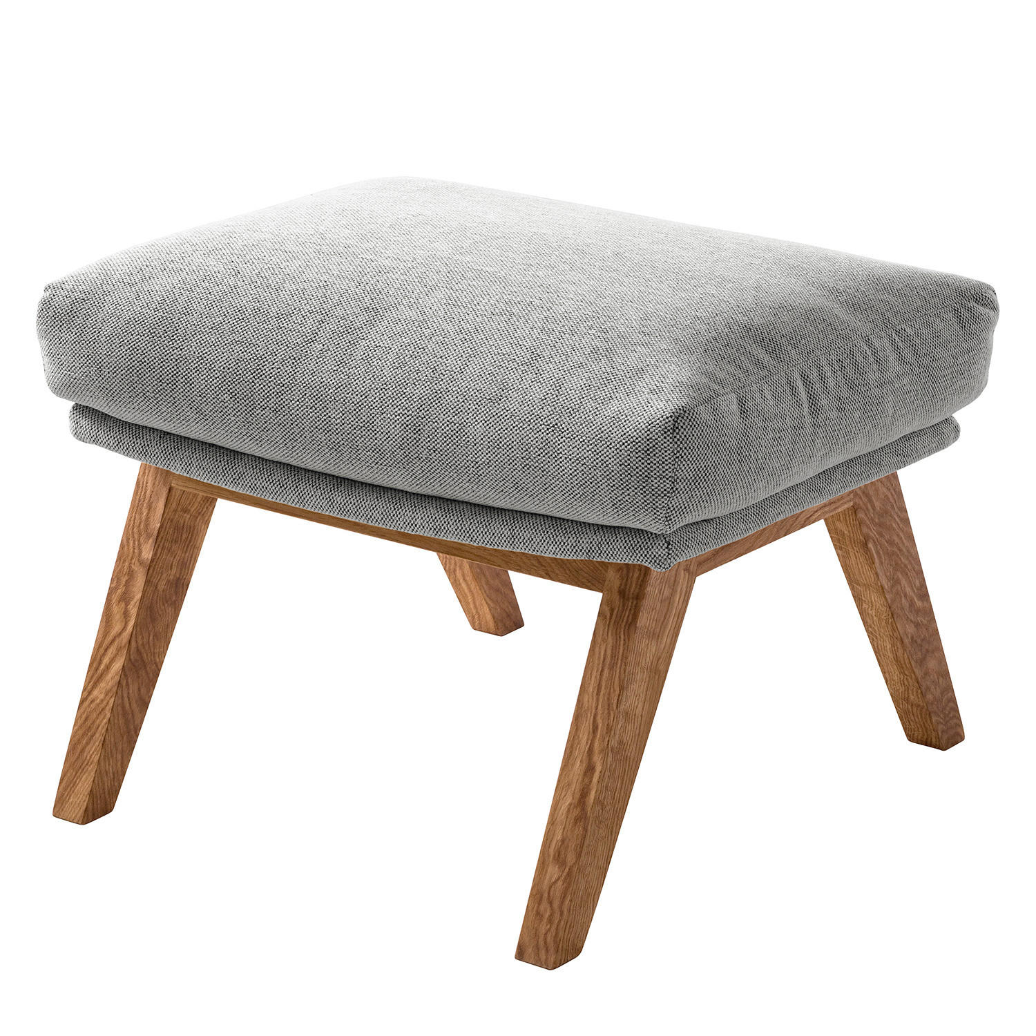 POLSTERHOCKER mit Holzfüßen - Eichefarben/Hellgrau, Textil (51/37/41cm) - home24