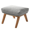 POLSTERHOCKER mit Holzfüßen - Eichefarben/Hellgrau, Textil (51/37/41cm) - home24