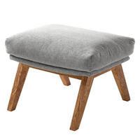 POLSTERHOCKER mit Holzfüßen - Eichefarben/Hellgrau, Textil (51/37/41cm) - home24