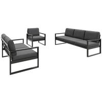ZAHRADNÍ sada Stella se sedačkami a křeslem, s kovovým rámem, tmavě šedý - černá/tmavě šedá, kov - Beautysofa