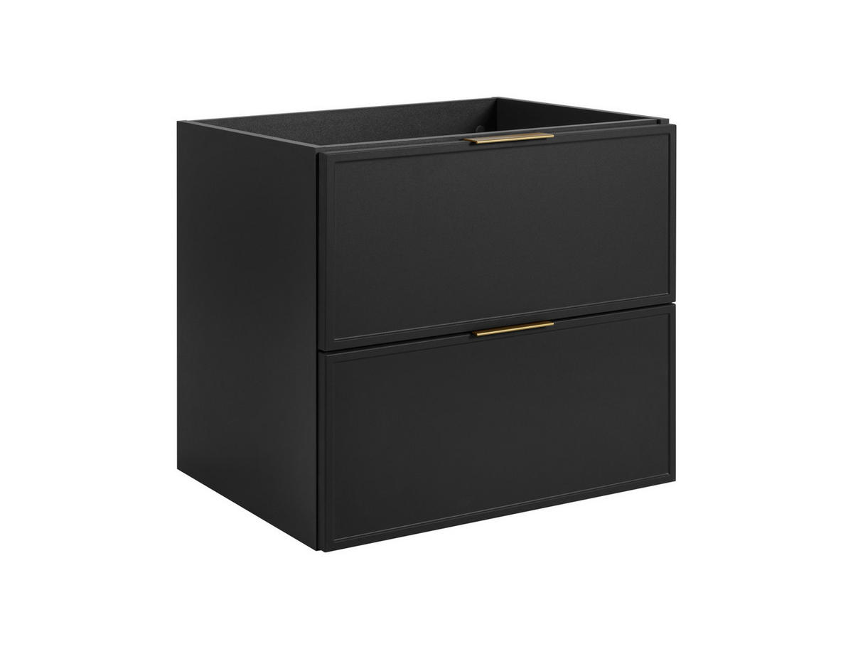 BADEZIMMERSCHRANK, Dunkelgrau, Goldene Griffe, 140 ( 2 x 60 + 20) x 46 x 57 cm - Goldfarben/Grau, Holzwerkstoff/Kunststoff (140/57/46cm) - 3XE LIVING