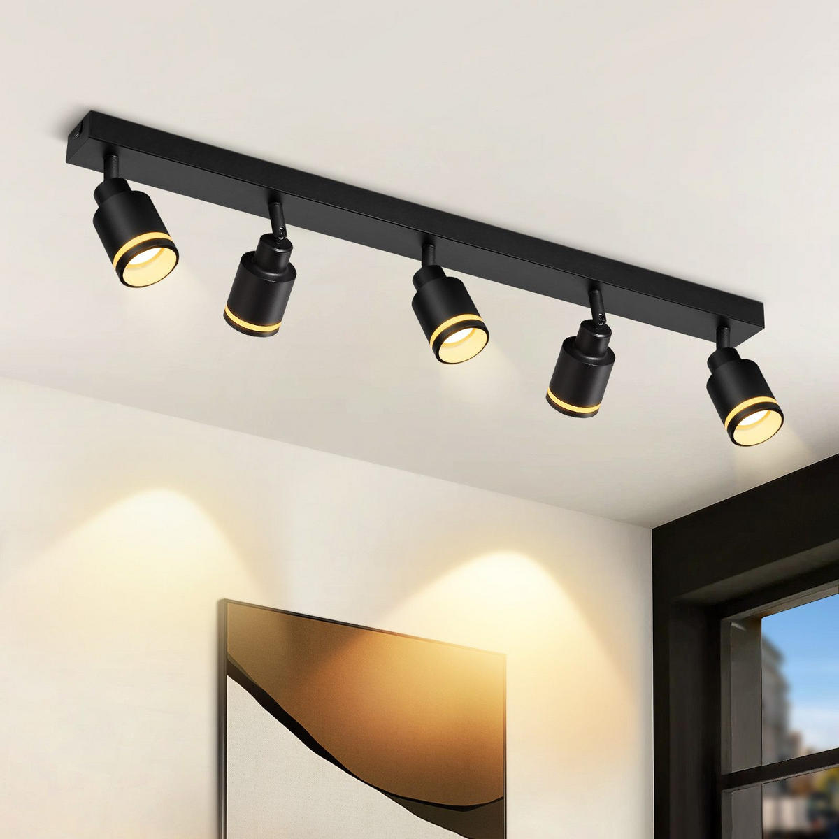 STRAHLER Mergentheim 5-flammig 69/5/15.7 cm - Schwarz, Metall (69/5/15.7cm) - Nettlife