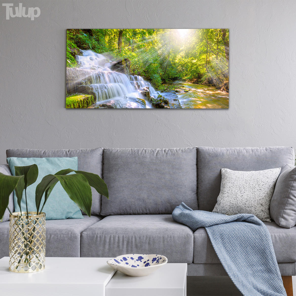 GLASBILD 120x60 cm Wald - Limette, Glas (120/60cm) - TULUP
