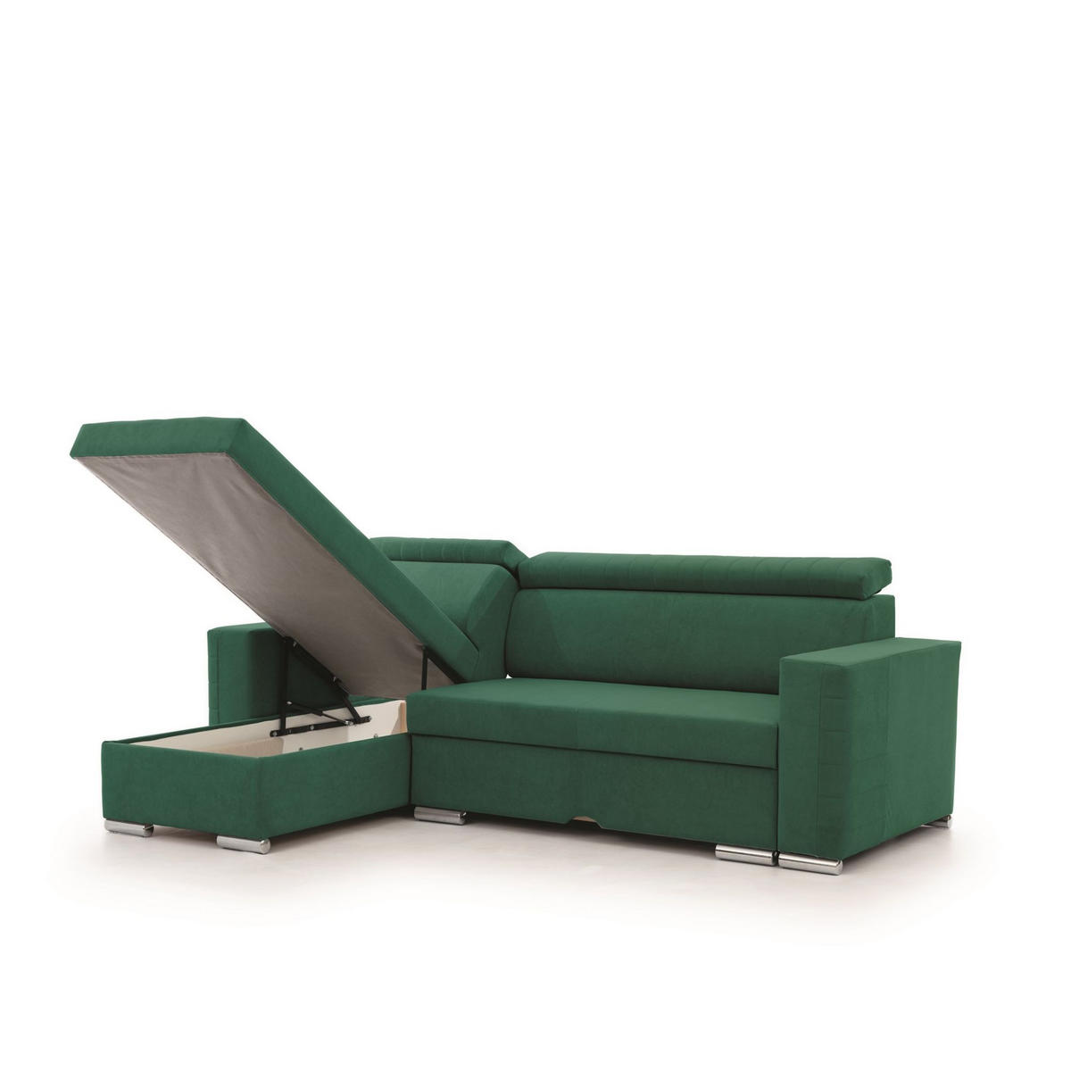 ECKSOFA Canton In Camelia - Grün, Holzwerkstoff/Textil (260/173cm) - Fun Möbel