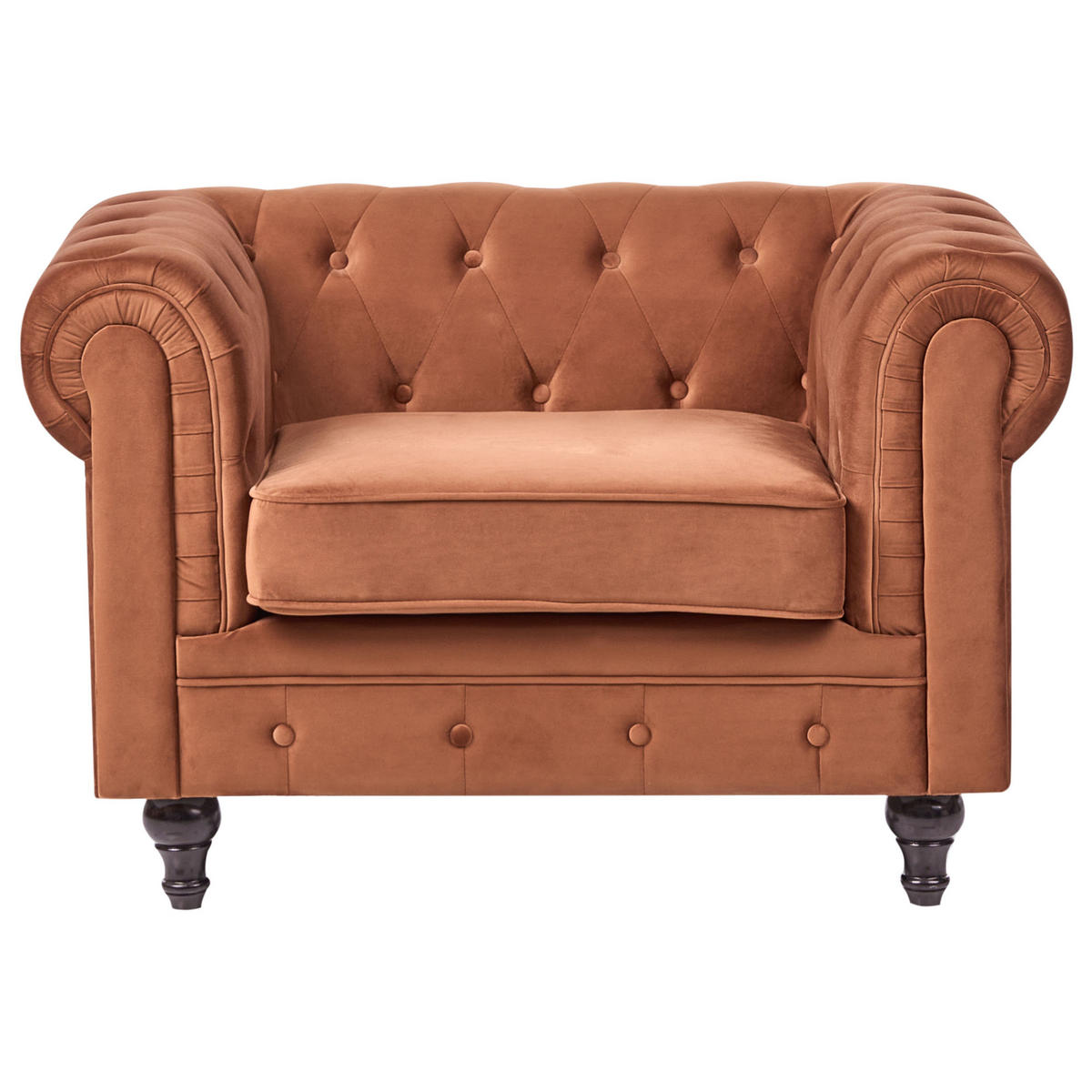 SOFA-SET 4-Sitzer Samtstoff Goldbraun Chesterfield - Goldfarben, Textil (201/70/75cm) - Beliani