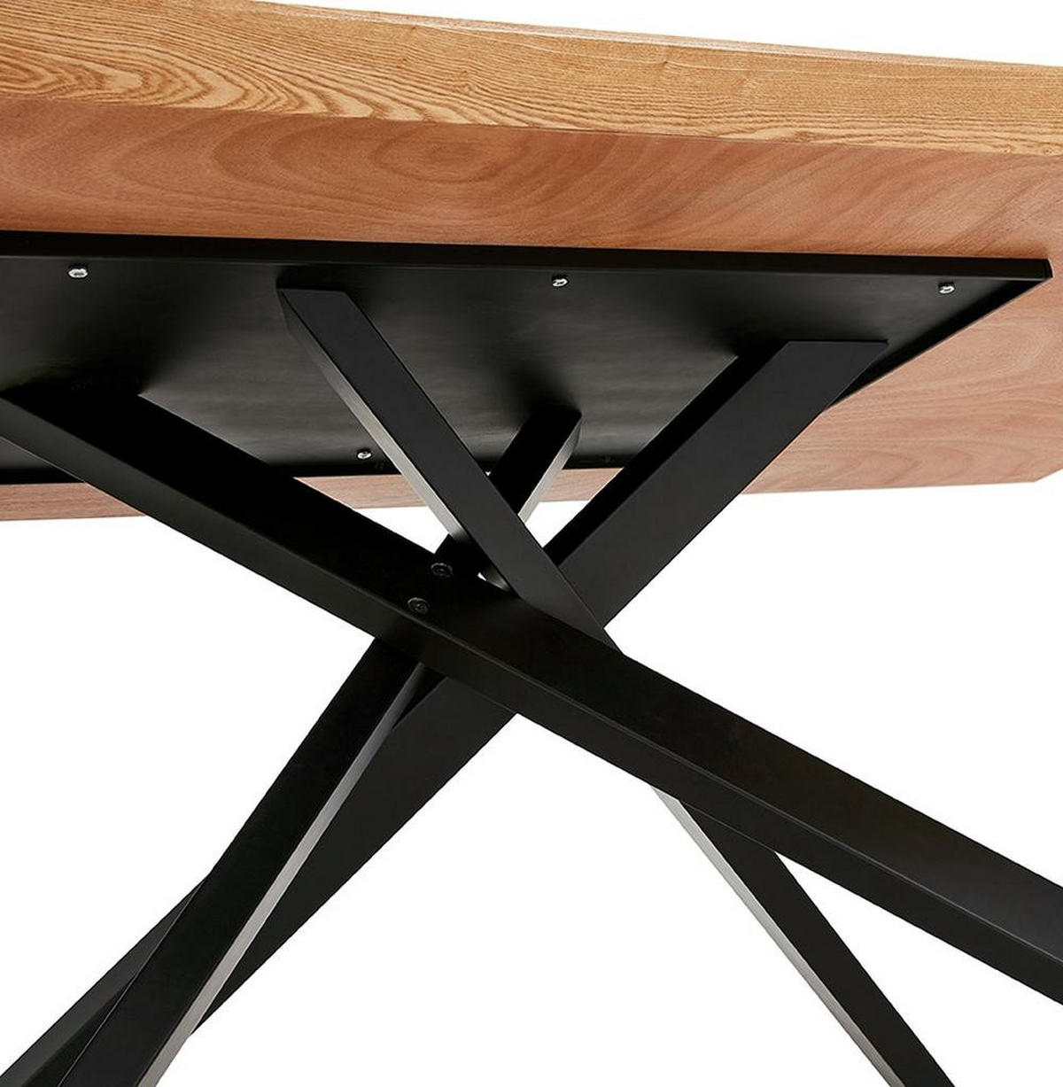ESSTISCH Massivholz Metall X-Gestell Verschiedene Varianten NERIXO, Beige-Schwarz 200x100x75,5 cm - Beige/Schwarz, Holz/Metall (100/200/76cm) - KADIMA DESIGN