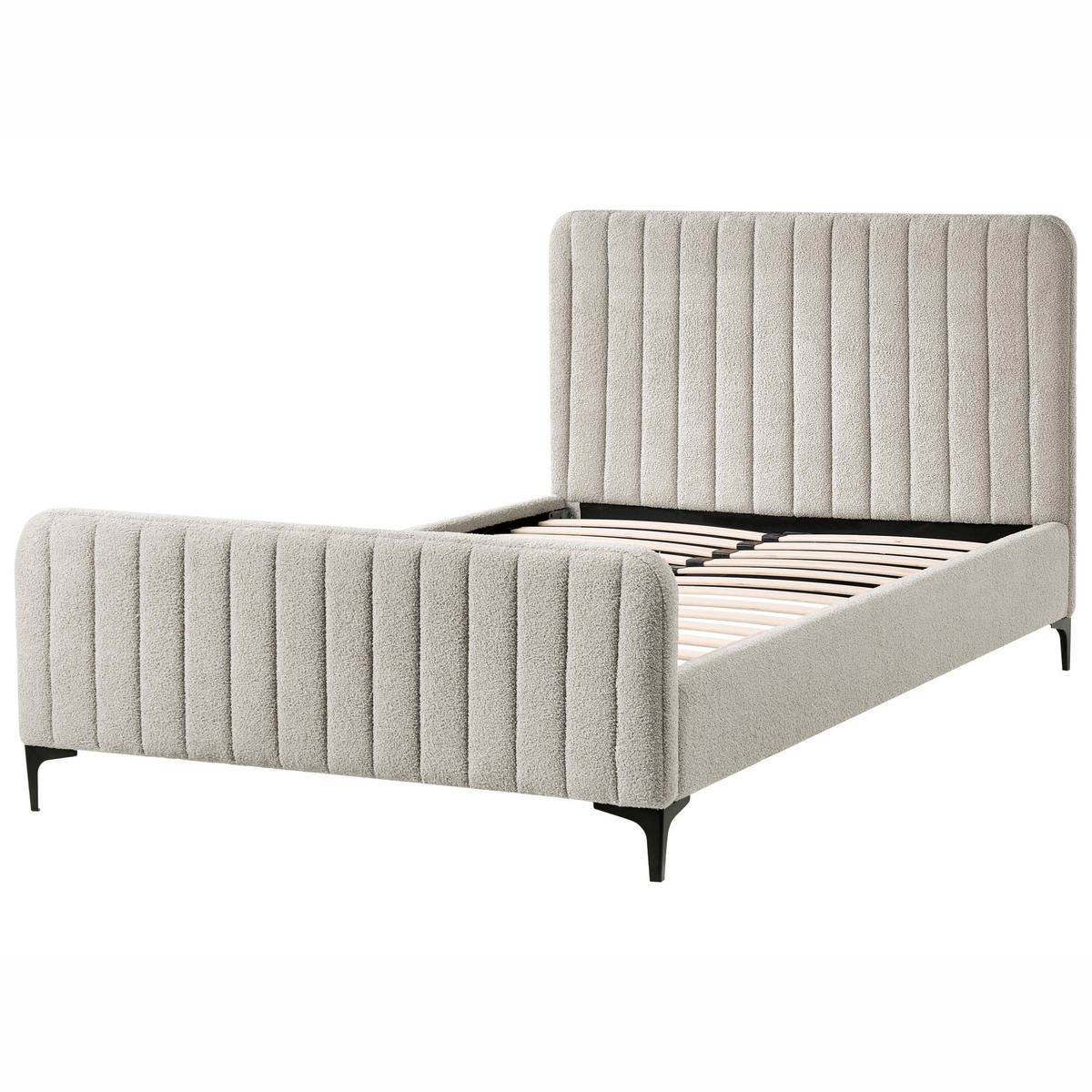 BETT mit Lattenrost 120/200 cm Beige Lunan - Beige/Schwarz, Textil (120/200cm) - Beliani