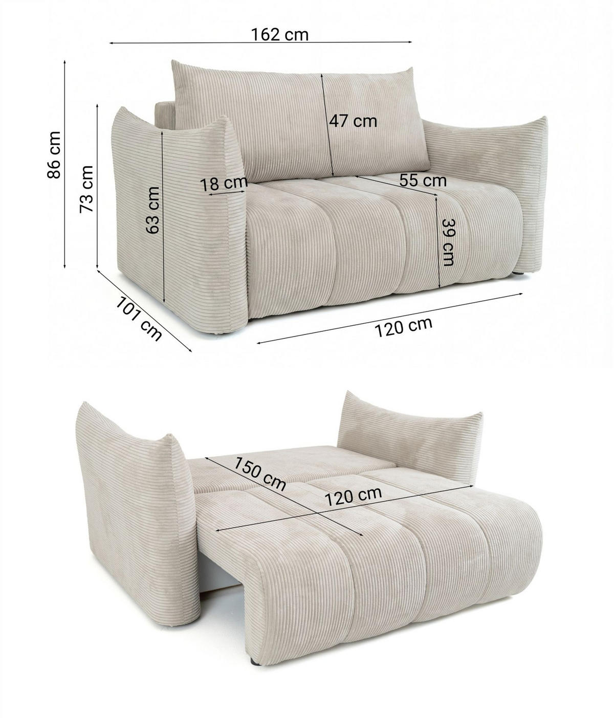 SOFA 2er-sitzer Ontario Mit Liegefunktion - Gelb, Holzwerkstoff/Textil (162/86/101cm) - Fun Möbel