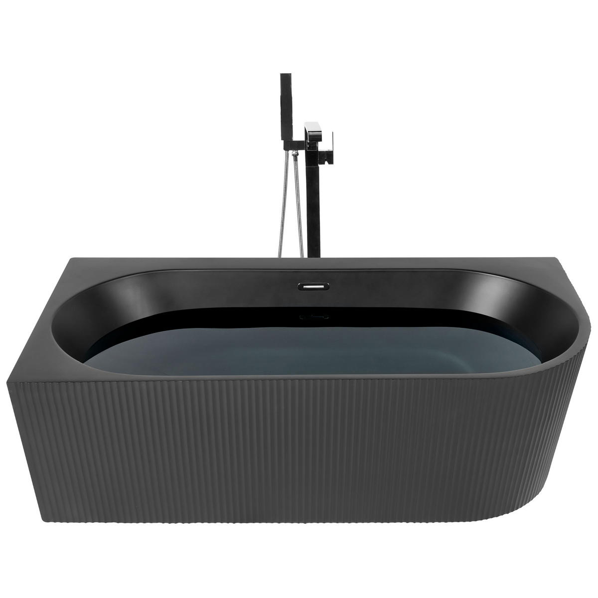 ECKBADEWANNE 80x170x60 cm schwarz Gocta - Schwarz, Kunststoff (80/60/170cm) - Beliani