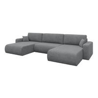 SEDACÍ SOUPRAVA DO U s funkcí spaní a úložným prostorem BERY-U 377x193x88 šedá velur - černá/šedohnědá, kompozitní dřevo/textil (377/88/193cm) - ALTDECOR
