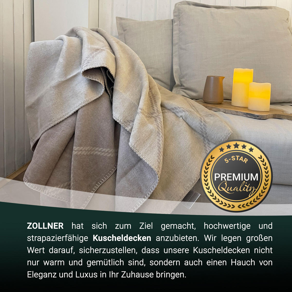KUSCHELDECKE, 150x200 cm, 60% Baumwolle, 40% Polyacryl, Braun - Hellbraun, Naturmaterialien (150/200cm) - Zollner