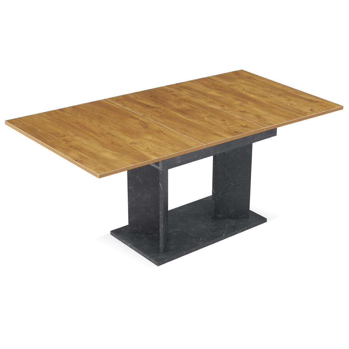 ESSTISCH VIVIAN 120-160/80/76 cm - Wildeiche/Anthrazit, Holzwerkstoff (80/120/76cm) - B&D Home