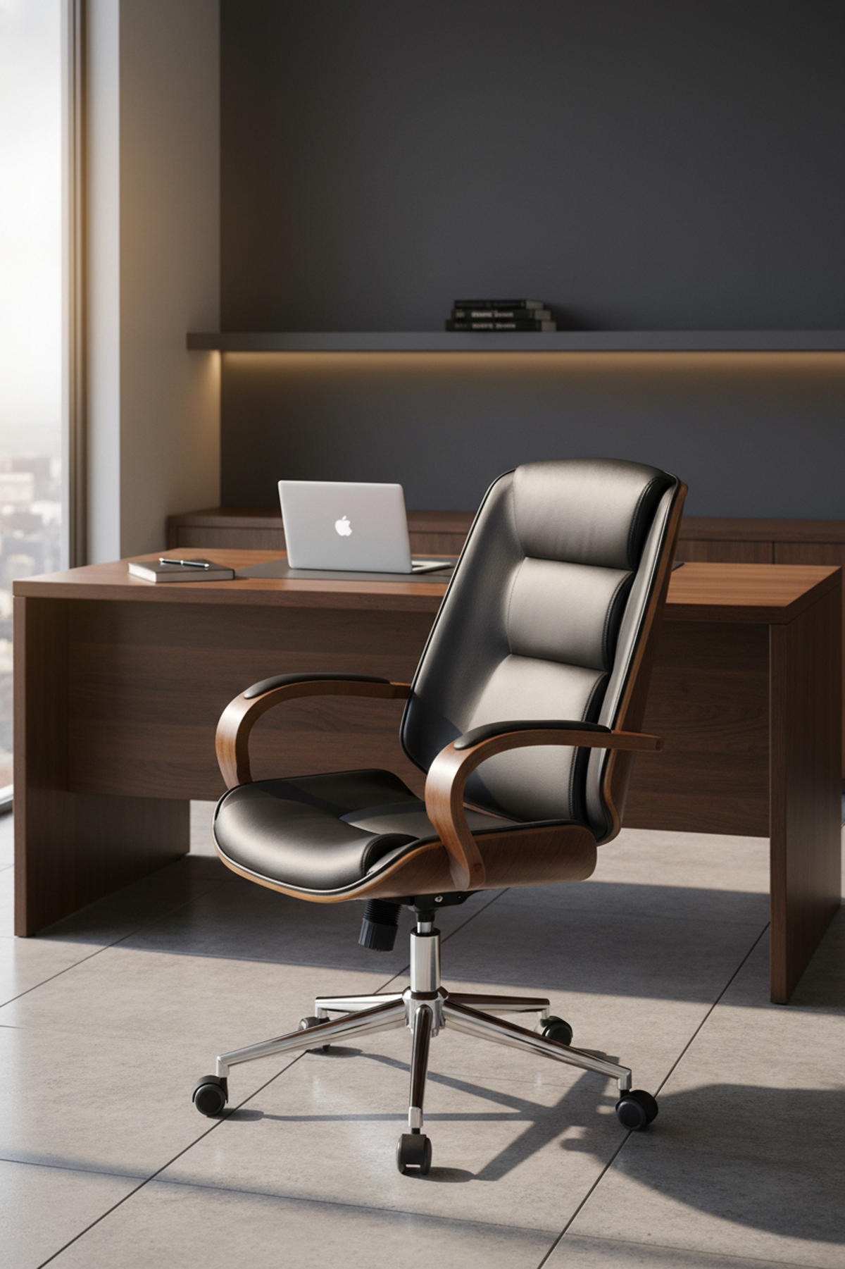 BÜROSTUHL Nyxar walnuss/schwarz - Chromfarben/Schwarz, Metall (60/110/68cm) - TPFLiving