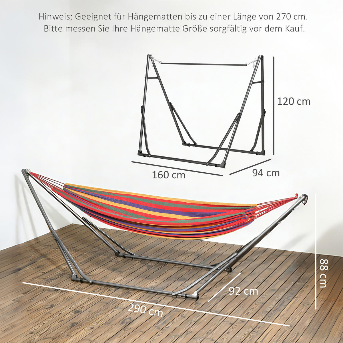 STOJAN NA HÁJOVOU POSTEL, ocel černá+stříbrná - černá/stříbrná, kov (290/92/88cm) - Outsunny