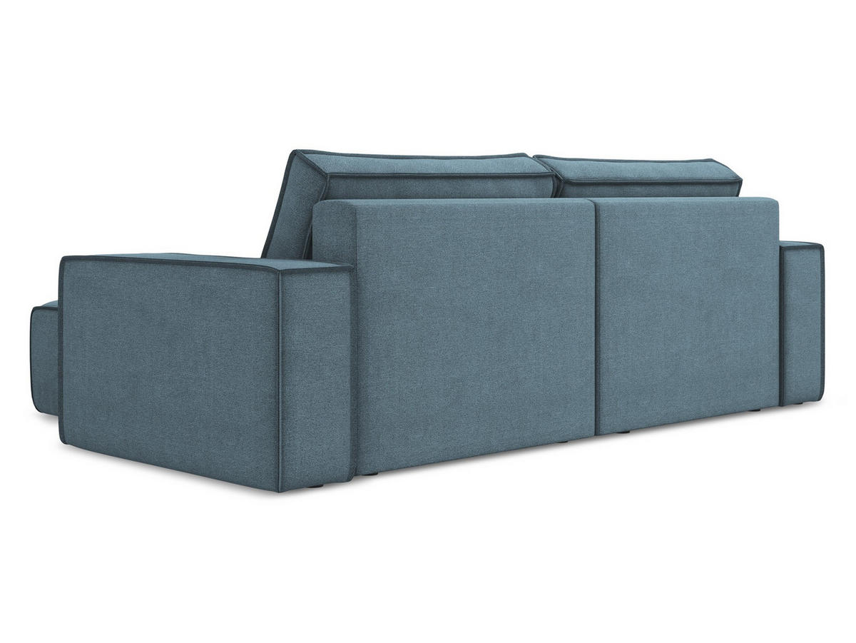 ECKSOFA mit Schlaffunktion Strukturstoff Stoff Blau - Blau/Schwarz, Kunststoff/Textil (257/148cm) - Makamii