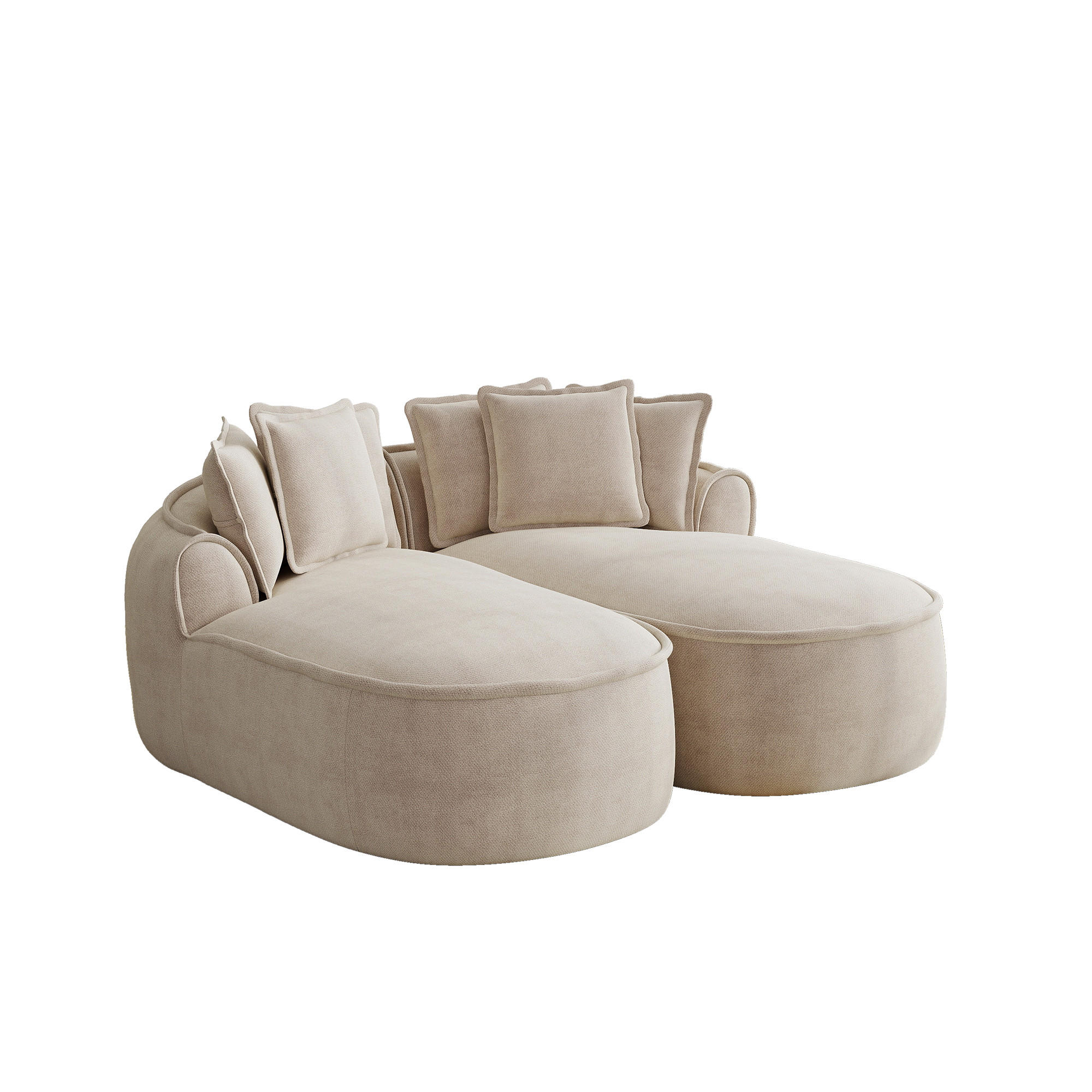 2-SITZER Sofa 184x164x67 cm aus Chenille-Stoff rahmenlos modular, hellbraun - Hellbraun, Textil (164/67/184cm) - Luhomfu
