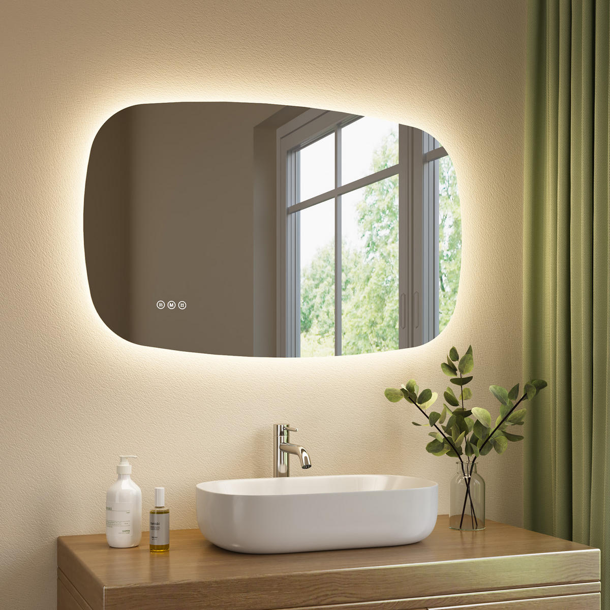 BADSPIEGEL MIT BELEUCHTUNG 80/50 cm Oval mit dimmbarer LED-Beleuchtung und Antibeschlag - Transparent, Glas (50/80/2.5cm) - S'AFIELINA