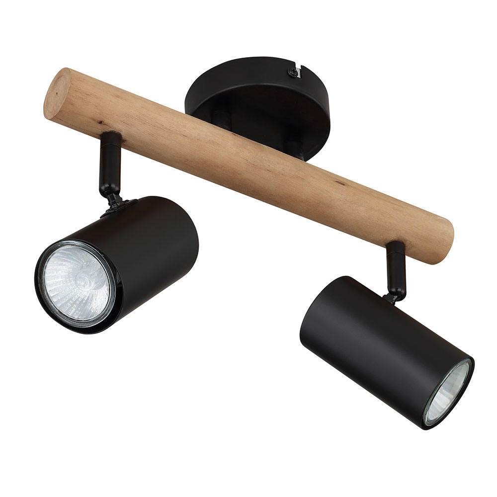 LED DECKENLEUCHTE HERTI Metall Schwarz - Schwarz, Holz (31/10/19.5cm) - Globo Lighting