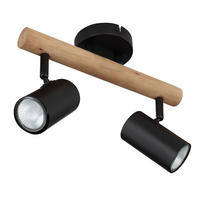 LED DECKENLEUCHTE HERTI Metall Schwarz - Schwarz, Holz (31/10/19.5cm) - Globo Lighting