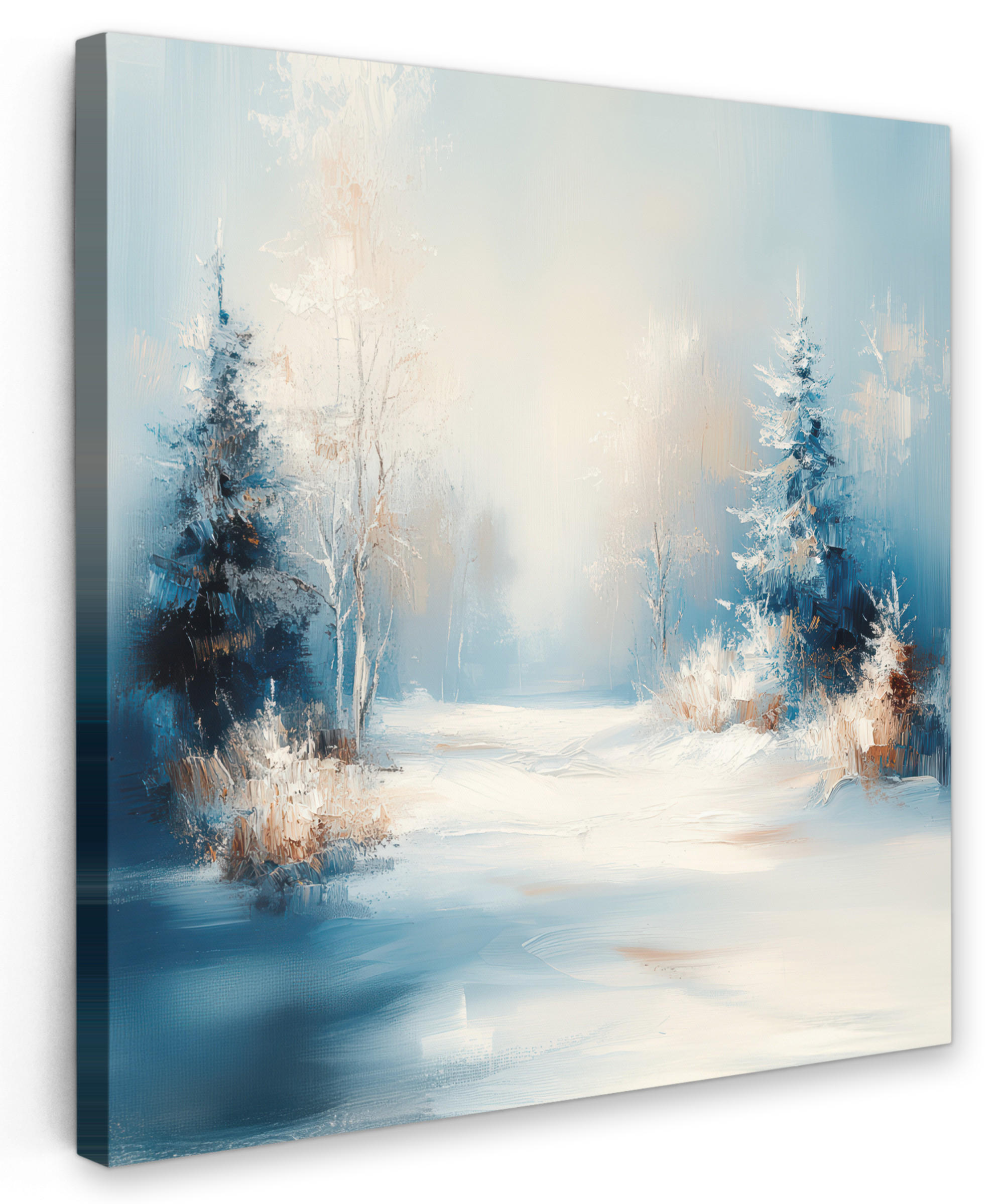 LEINWANDBILD Wald - Winter - Natur - Abstrakt - Schnee 20x20 cm - Weiß, Textil (20/20cm) - MuchoWow