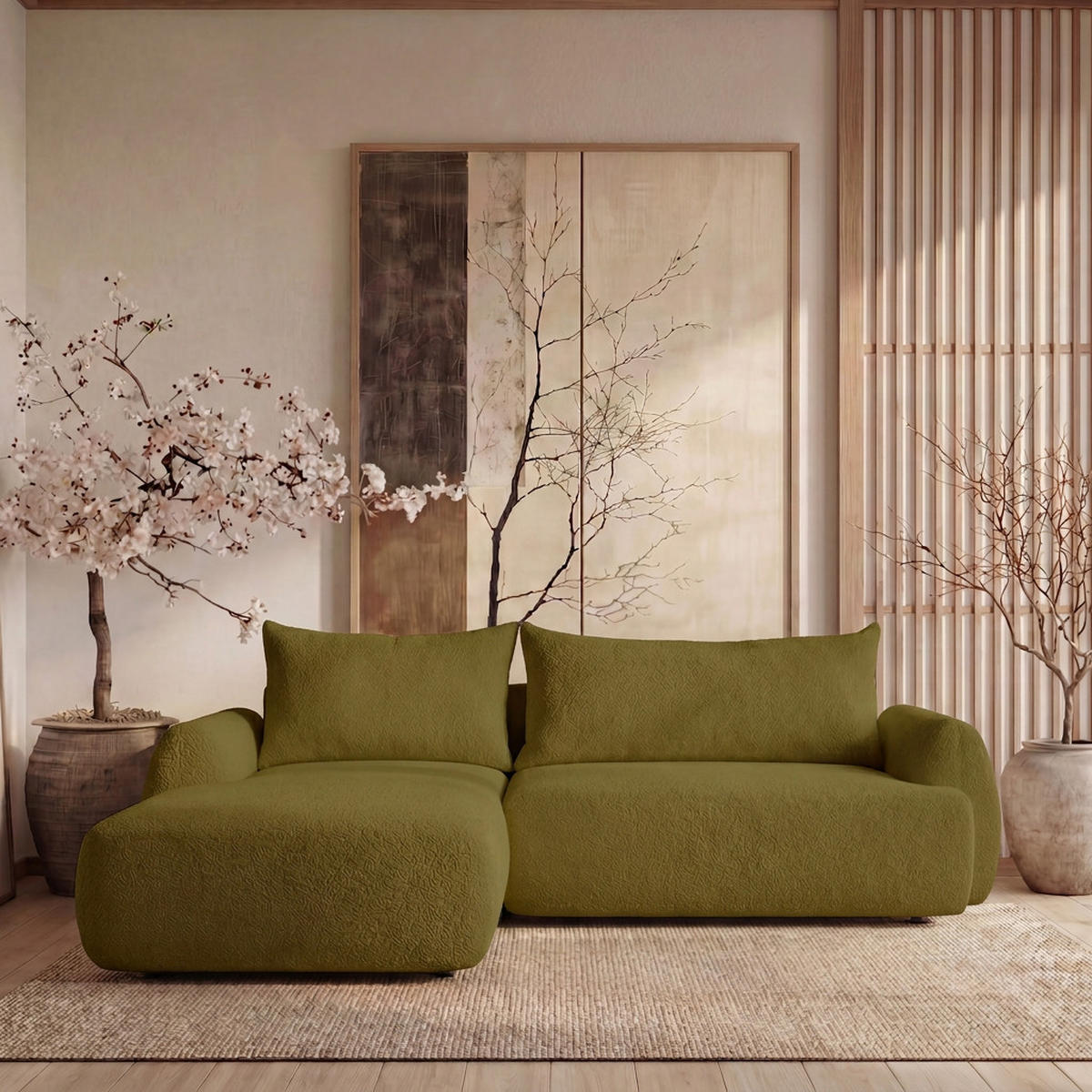 ECKSOFA MUNDUK II mit Schlaffunktion, Olive - Olivgrün, Textil (260/184cm) - Fedve