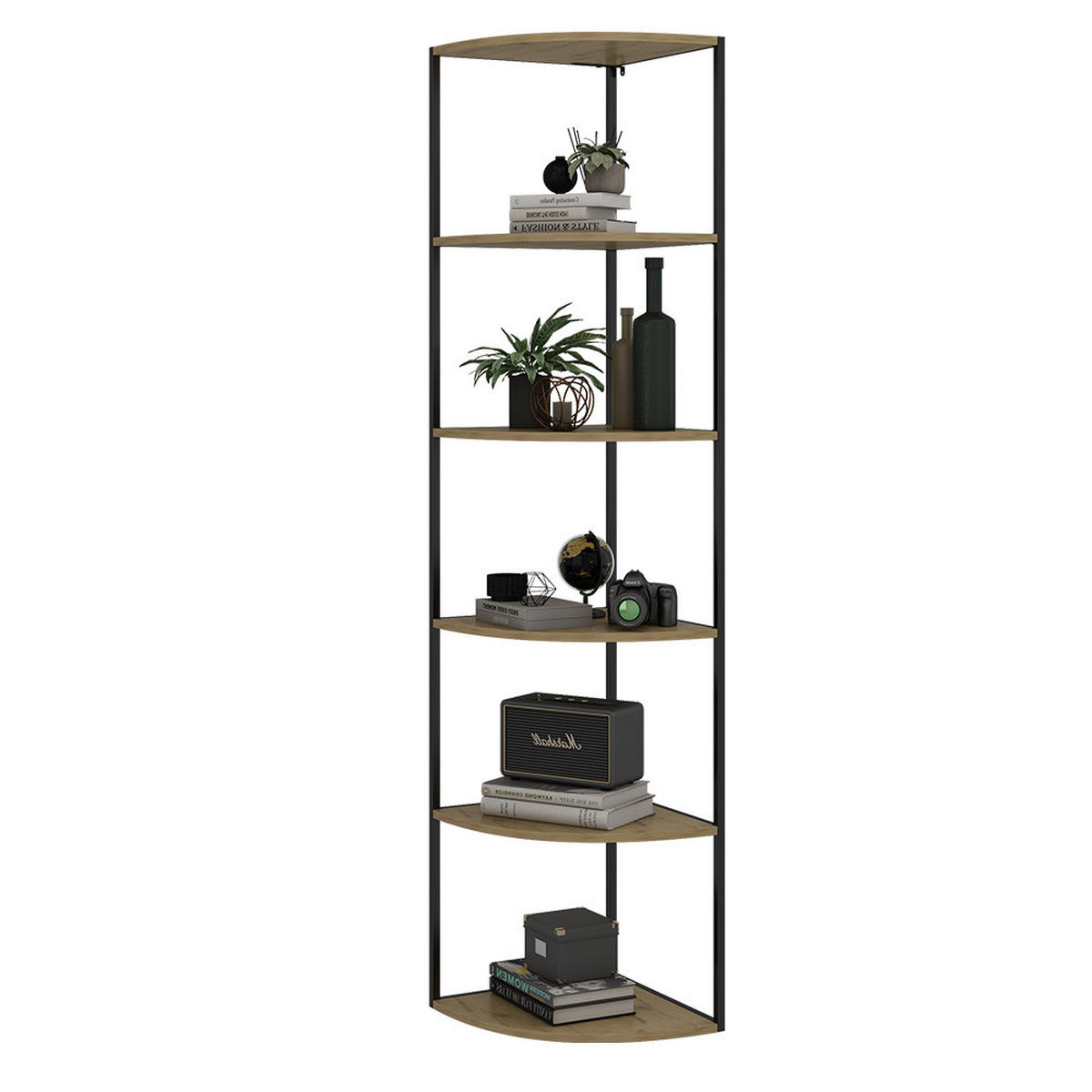 WANDREGAL Fyrk Eiche 40 x 180 cm 5 Ebenen - Eichefarben/Schwarz, Holzwerkstoff (40/180/40cm) - Vicco