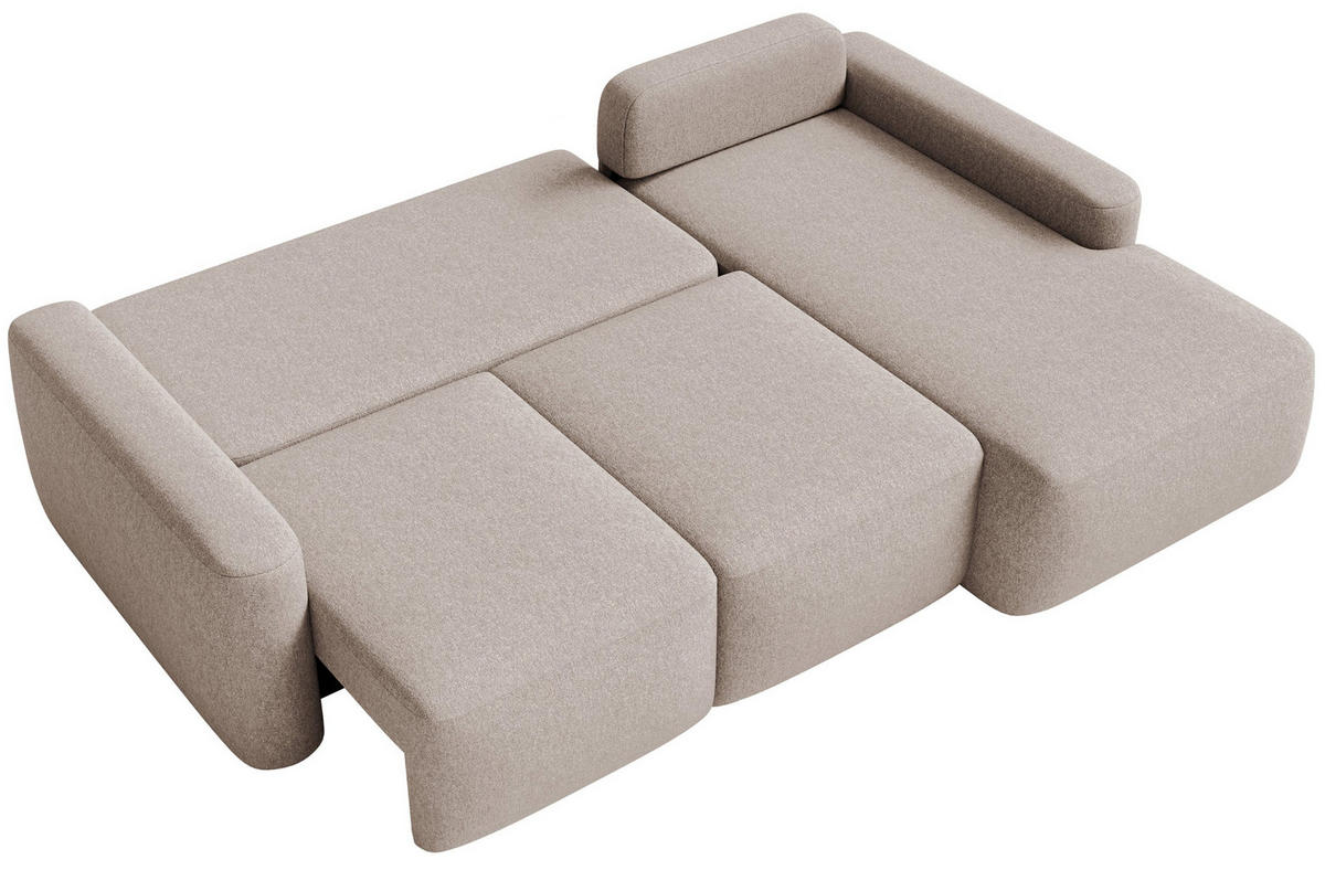 ECKSOFA Carnos Mini Beige Chenille - Beige/Schwarz, Kunststoff/Textil (164/238cm) - Selsey
