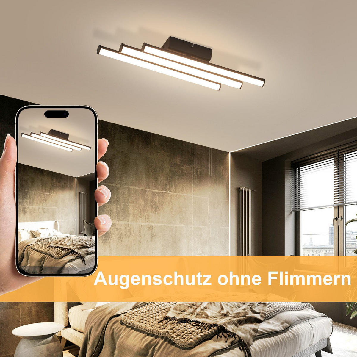 LED-DECKENLEUCHTE Machado 12/44/6cm - Schwarz, Metall (44/12/6cm) - ZMH