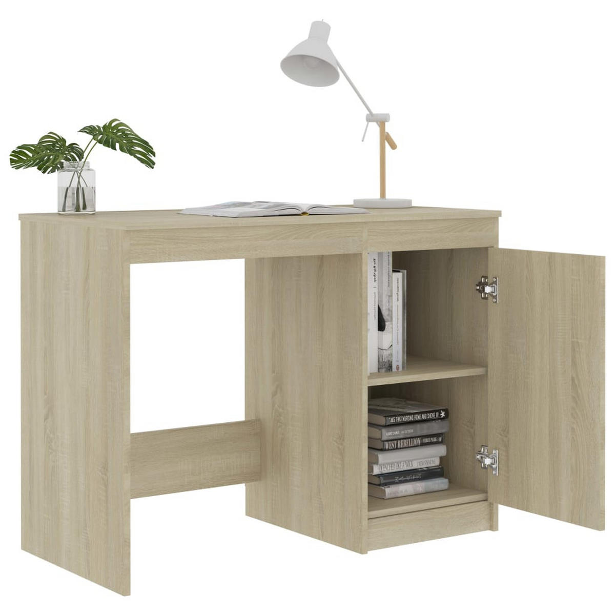 SCHREIBTISCH Modern mit 1 Schublade, 1 Tür 100/50/76 cm aus Holzwerkstoff Sonoma-Eiche Dekor - Beige/Sonoma Eiche, Holz (50/100/76cm) - vidaXL