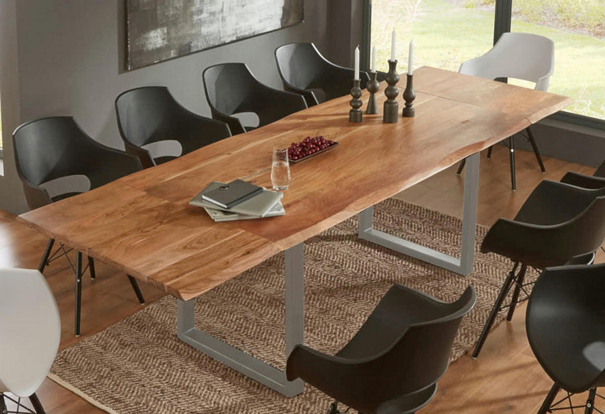 ESSTISCH ADINA - Beige/Silberfarben, Holz/Metall (90/160/76cm) - SAM