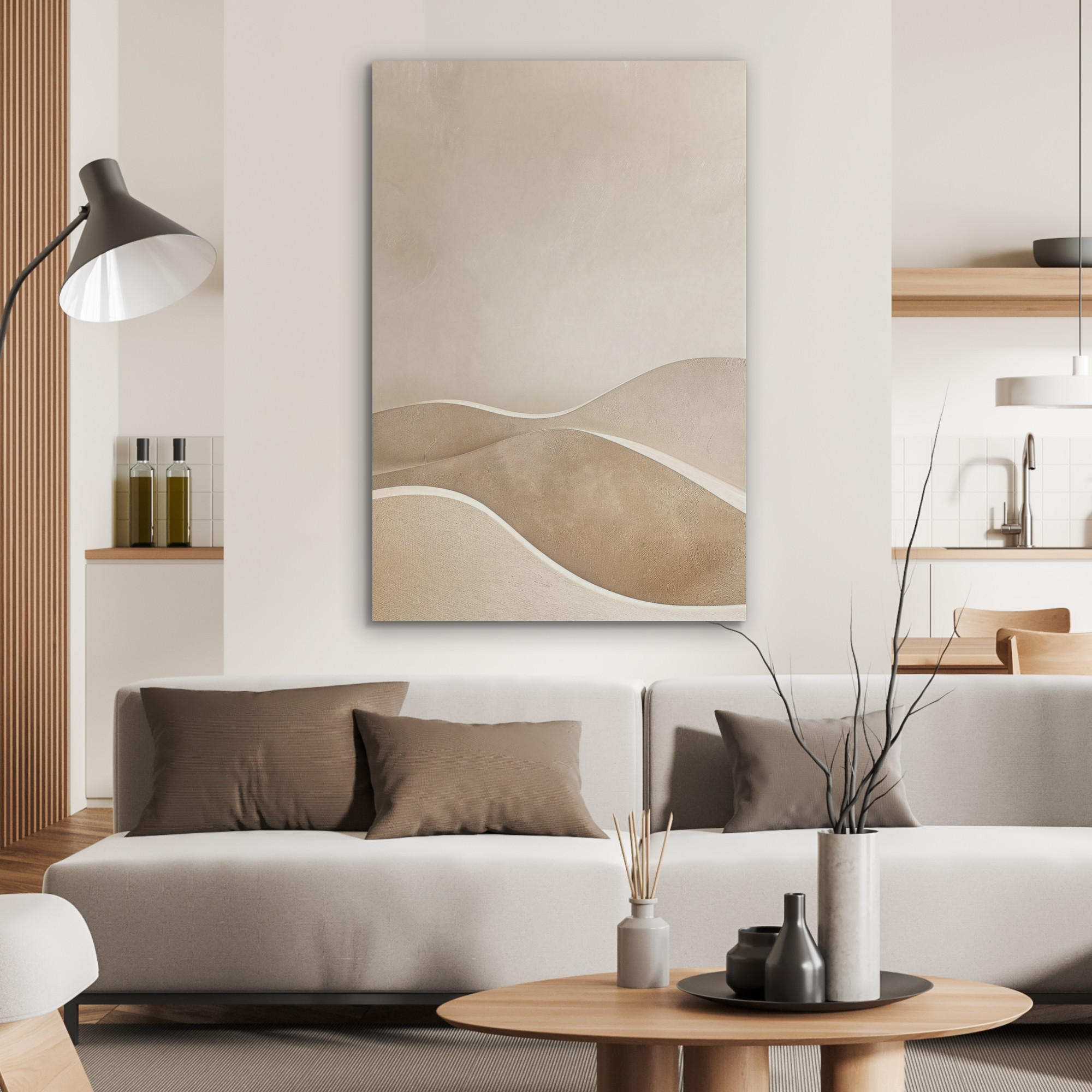 AKUSTIKPANEEL Beige - Natur - Abstrakt - Modern 70x100 cm - Beige, Textil (70/0.9/100cm) - MuchoWow