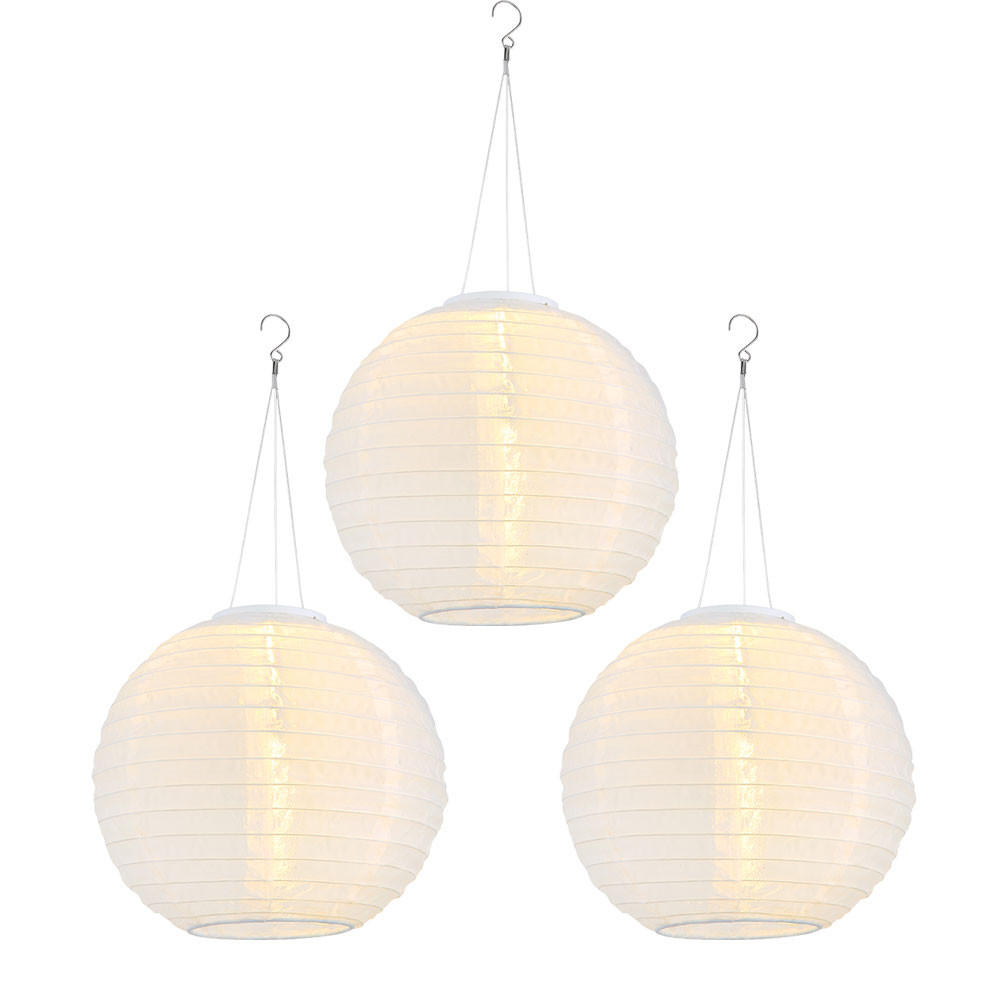LED AUSSENHÄNGELEUCHTE Lampion Weiß 3er Set - Weiß, Metall (30/30/55cm) - Globo Lighting