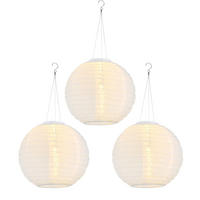 LED AUSSENHÄNGELEUCHTE Lampion Weiß 3er Set - Weiß, Metall (30/30/55cm) - Globo Lighting