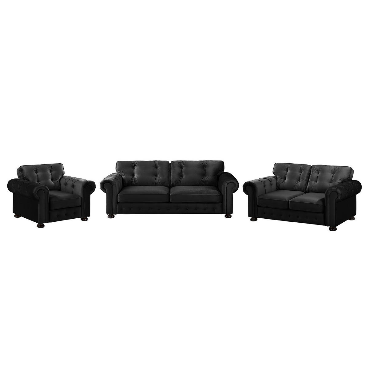 POLSTERGARNITUR (3-2-1) - Samt - Anthrazit, Textil (1/1/1cm) - home24