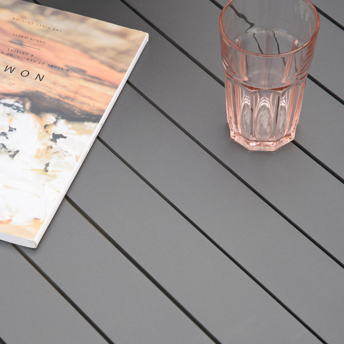 GARTENMÖBEL-SET Sitzgruppe 1 Tisch+6 Stühle mit Auflagen Wetterfest Alu Schwarz+Grau - Grau, Holz/Kunststoff - Outsunny