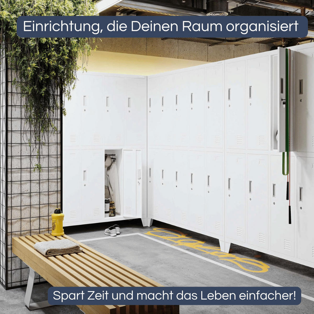 UMKLEIDESCHRANK Spind BERLIN 10 Abteile 172x136x45cm Weiß - Weiß, Metall (136/172/45cm) - DELUKE