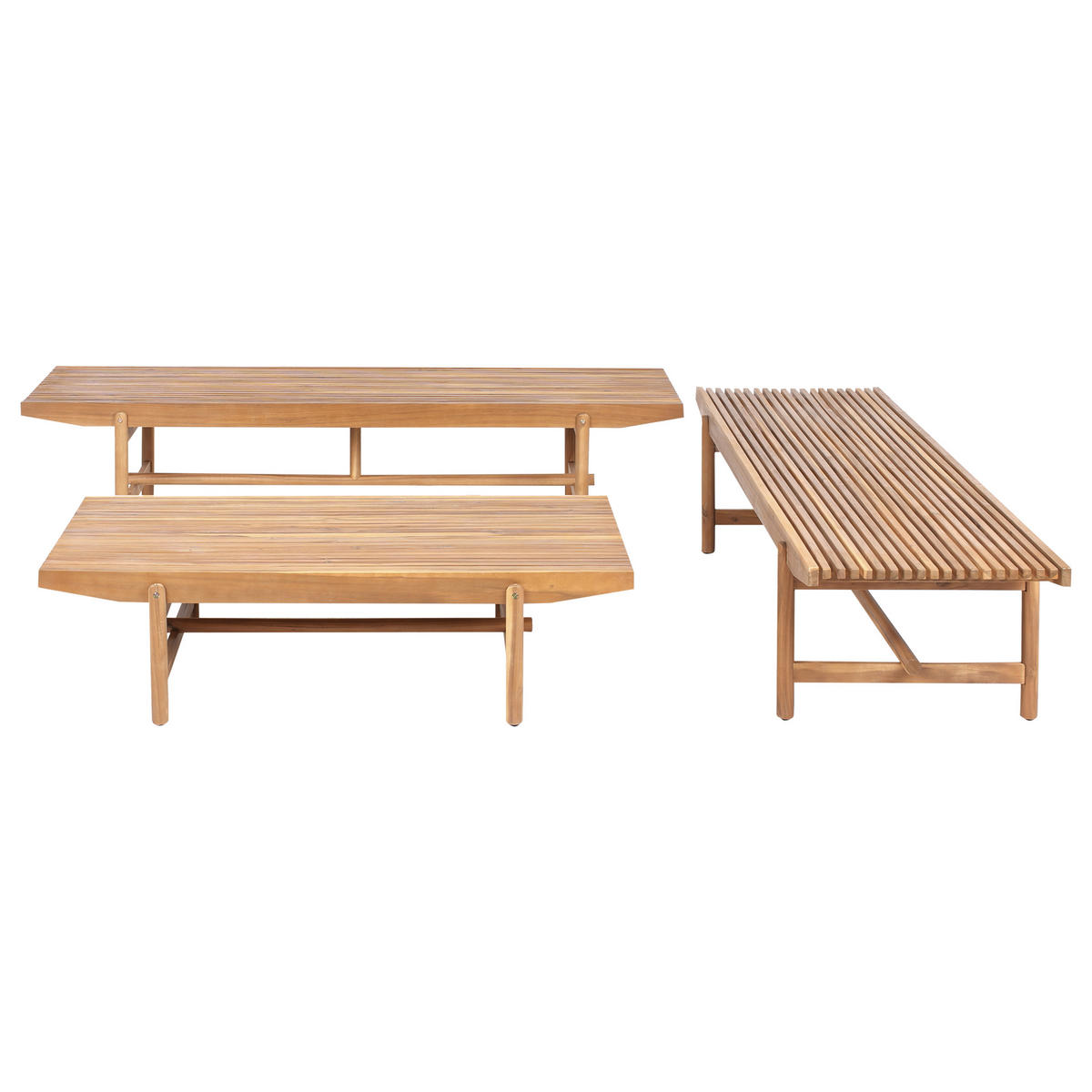 LOUNGE-SET 4-Sitzer Heller Holzfarbton Giaveno - Hellbraun/Weiß, Holz - Beliani
