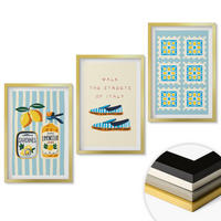 WANDBILDER 3er Set - 40x60 cm Goldrahmen - Früchte, Elemente der italienischen Kultur - Goldfarben, Kunststoff (40/60cm) - ArtPrintCave