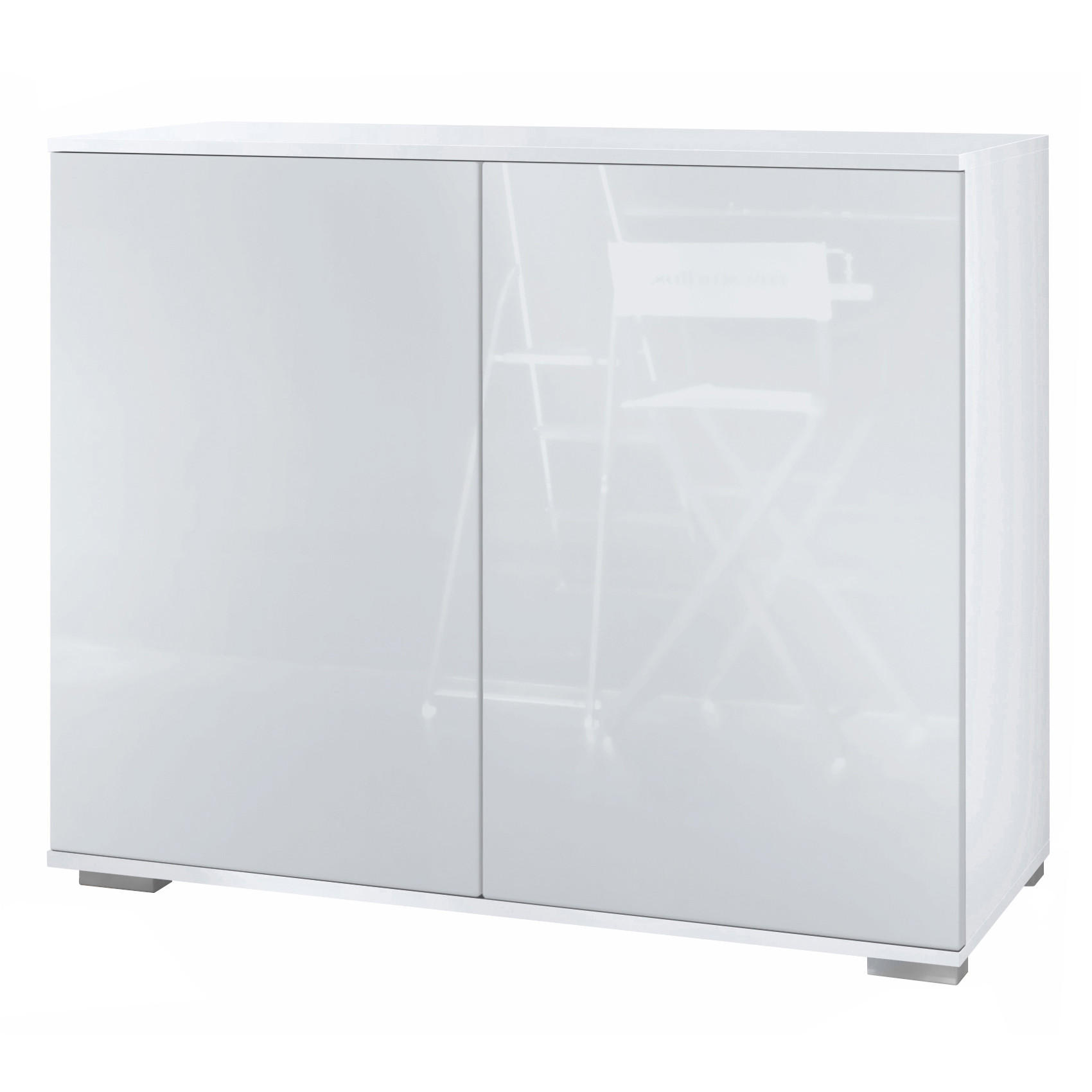 KOMMODE Skadu Weiß Hochglanz - Weiß Hochglanz, Holzwerkstoff (92.5/75.5/35cm) - Vladon