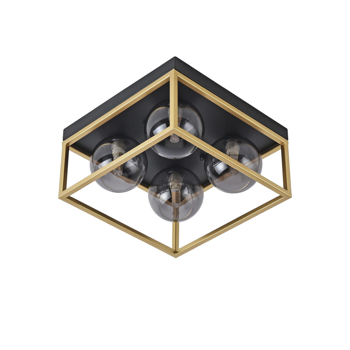 DECKENLEUCHTE Widnes - Goldfarben/Schwarz, Glas/Metall (28/28/14.5cm) - lux.pro