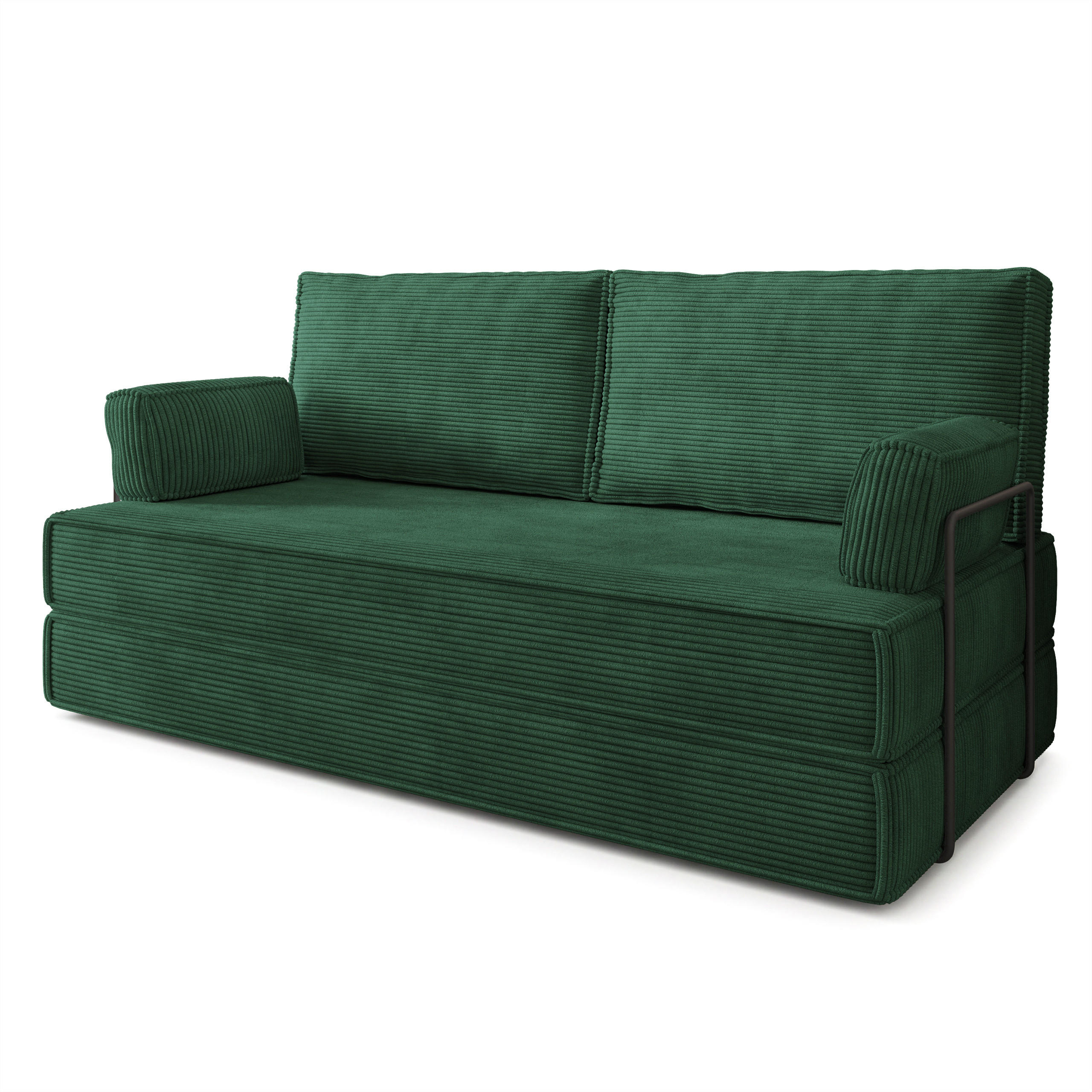 BETTSOFA SILAR aus Schaumstoff Kordstoff Grün Schlaffunktion - Grün, Textil (170/86/80cm) - MASSENO
