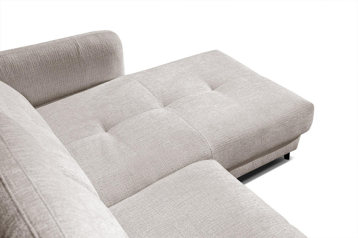 ECKSOFA SVEN 3-Sitzer, 1 Relax XL, verstellbare Kopfstützen, creme - Creme/Schwarz, Holzwerkstoff/Textil (256/163cm) - Courtois Laville