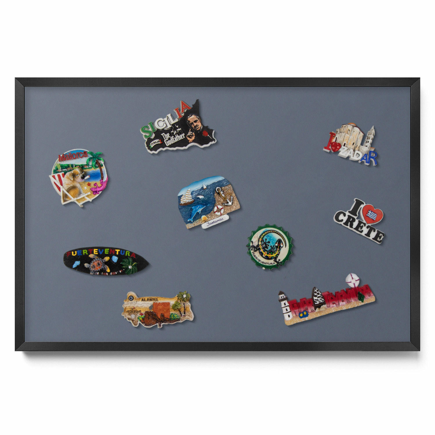MAGNETTAFEL 60x40 cm Schwarzer Rahmen Kühles Grau - Schieferfarben, Metall (60/50/0.4cm) - TULUP