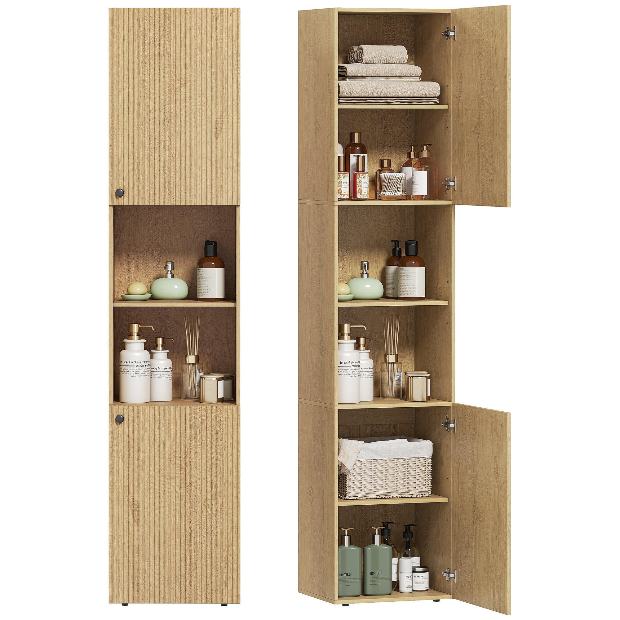 HOCHSCHRANK DE-08522 6 Ebenen mit verstellbaren Regalen Eichenfarben - Eichefarben, Holzwerkstoff (31/182/40cm) - ComfortXL